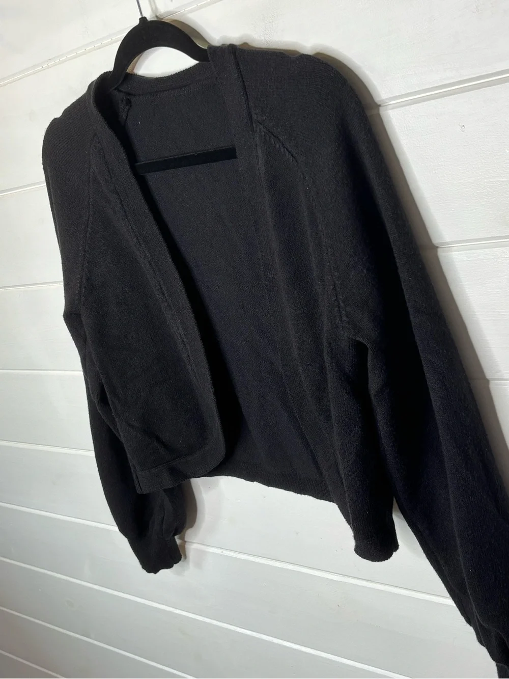 Zaful Black Cropped Open Front Knit Bolero Cardigan Sweater Size XL Heavyweight